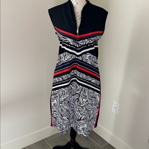 Tail Black, White, Red & Blue Geometric design Sports Dress